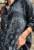 Cala Cushion Cotton Bandana Relaxed Shirt Black